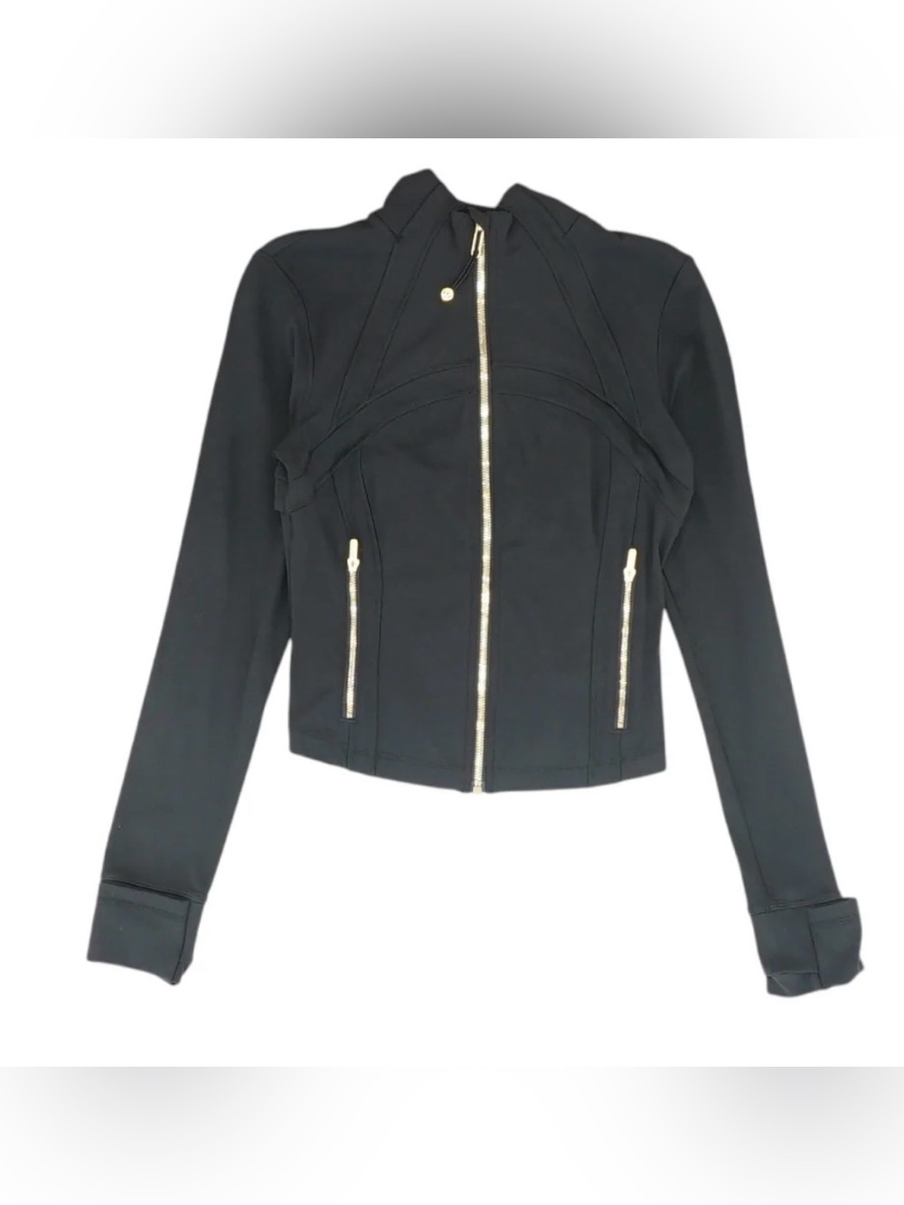 lululemon athletica Black Moto-Style Zip Jacket with Gold Accents - Picture 2 of 7